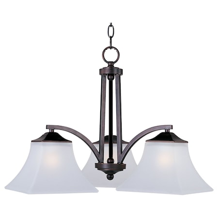 Maxim Three Light Oil Rubbed Bronze Frosted Glass Down Chandelier 20094FTOI
